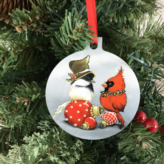 Christmas Cardinal and Sparrow Ornament