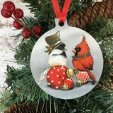 Christmas Cardinal and Sparrow Ornament