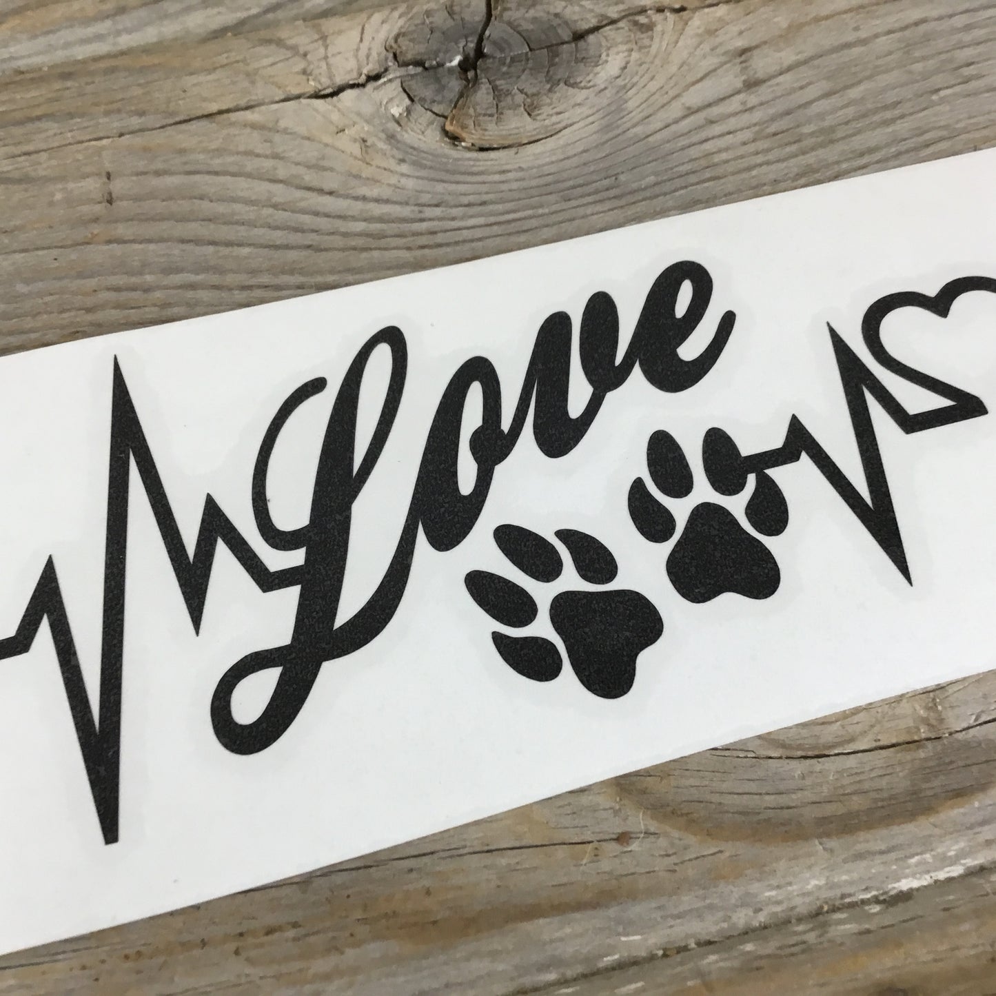 Dog Pawprint Love EKG Car Decal