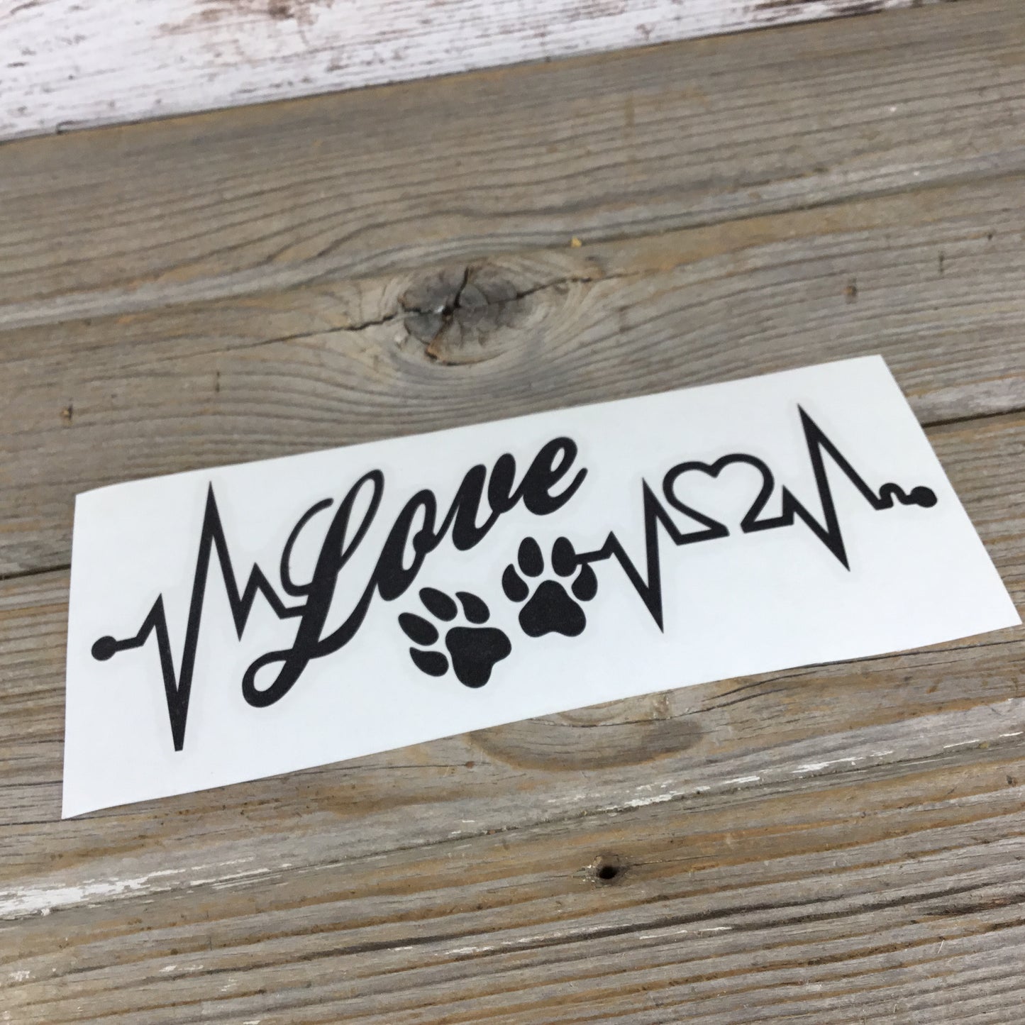 Dog Pawprint Love EKG Car Decal