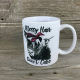 Messy Hair Don't Care Cow Coffee Mug