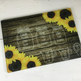 Sunflower Measurement Conversion Glass Cutting Board