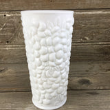 Milk Glass Pebble Leaf Fruit Pattern Vase