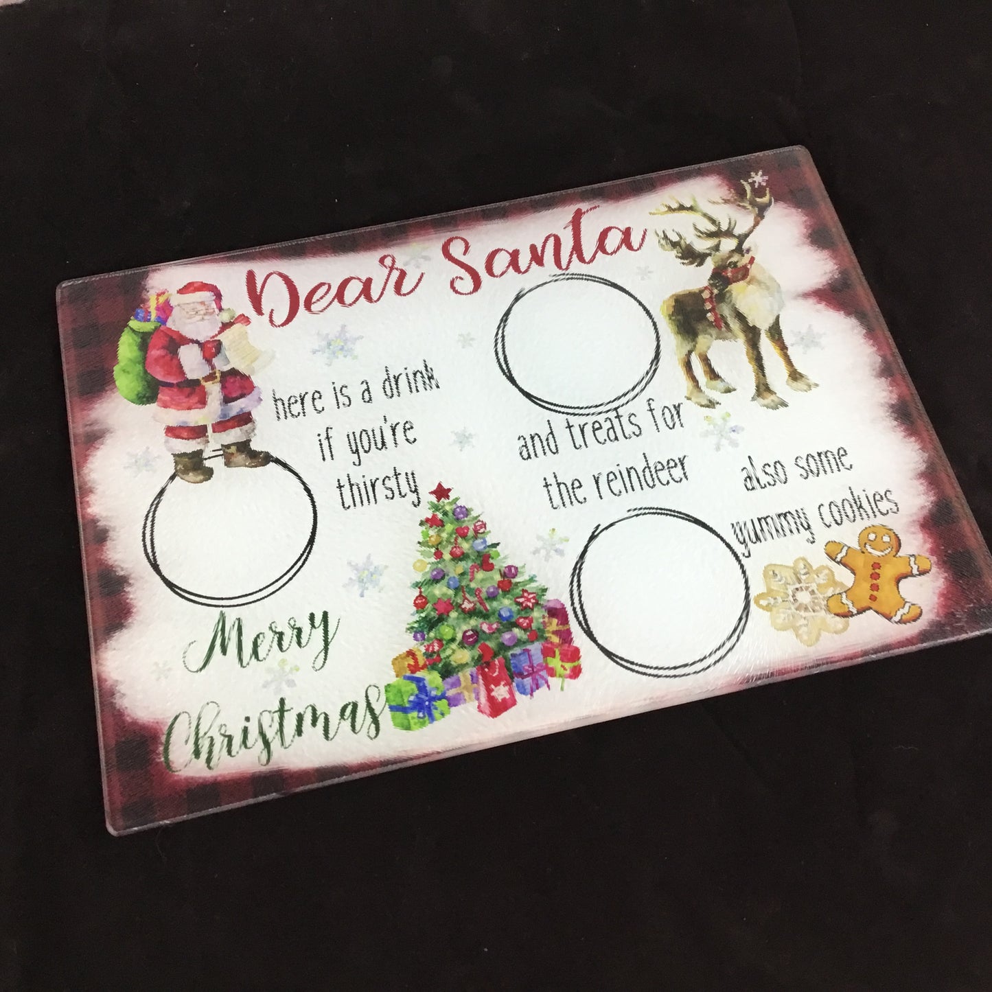 Santa Snack Christmas Glass Cutting Board