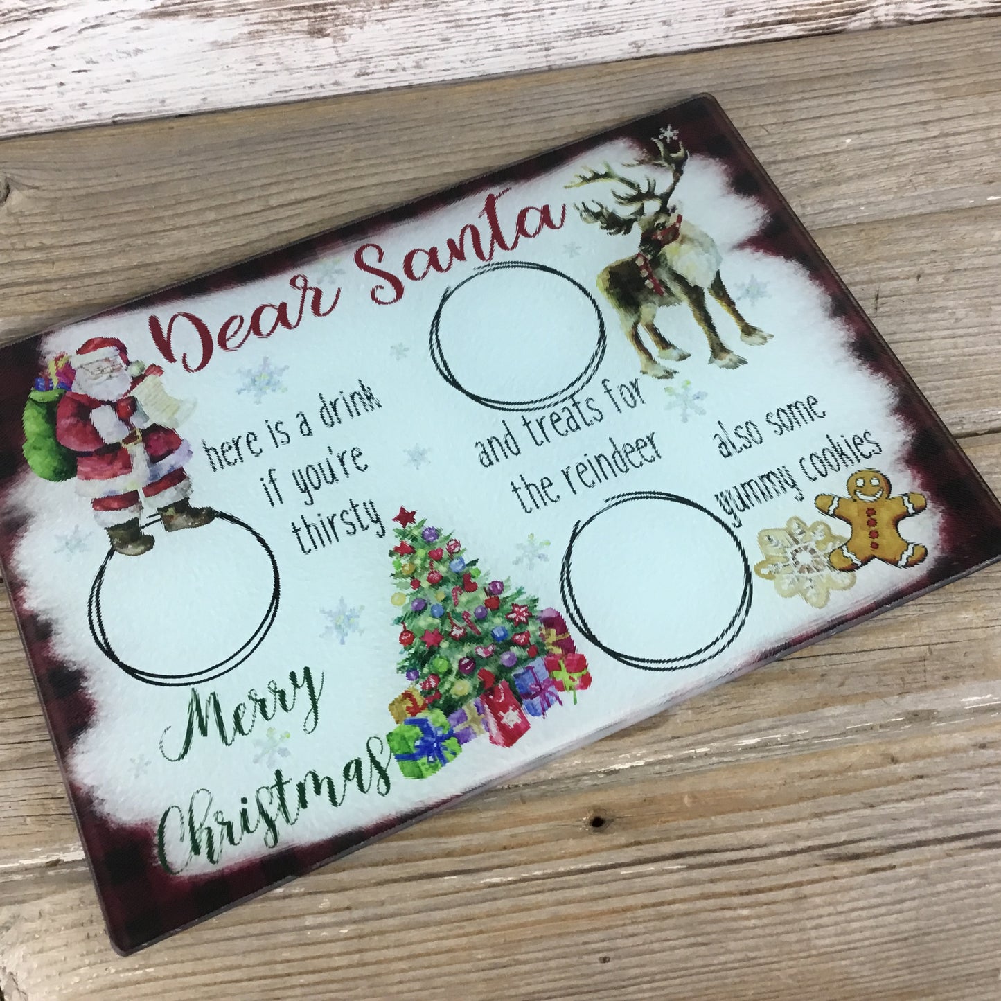 Santa Snack Christmas Glass Cutting Board