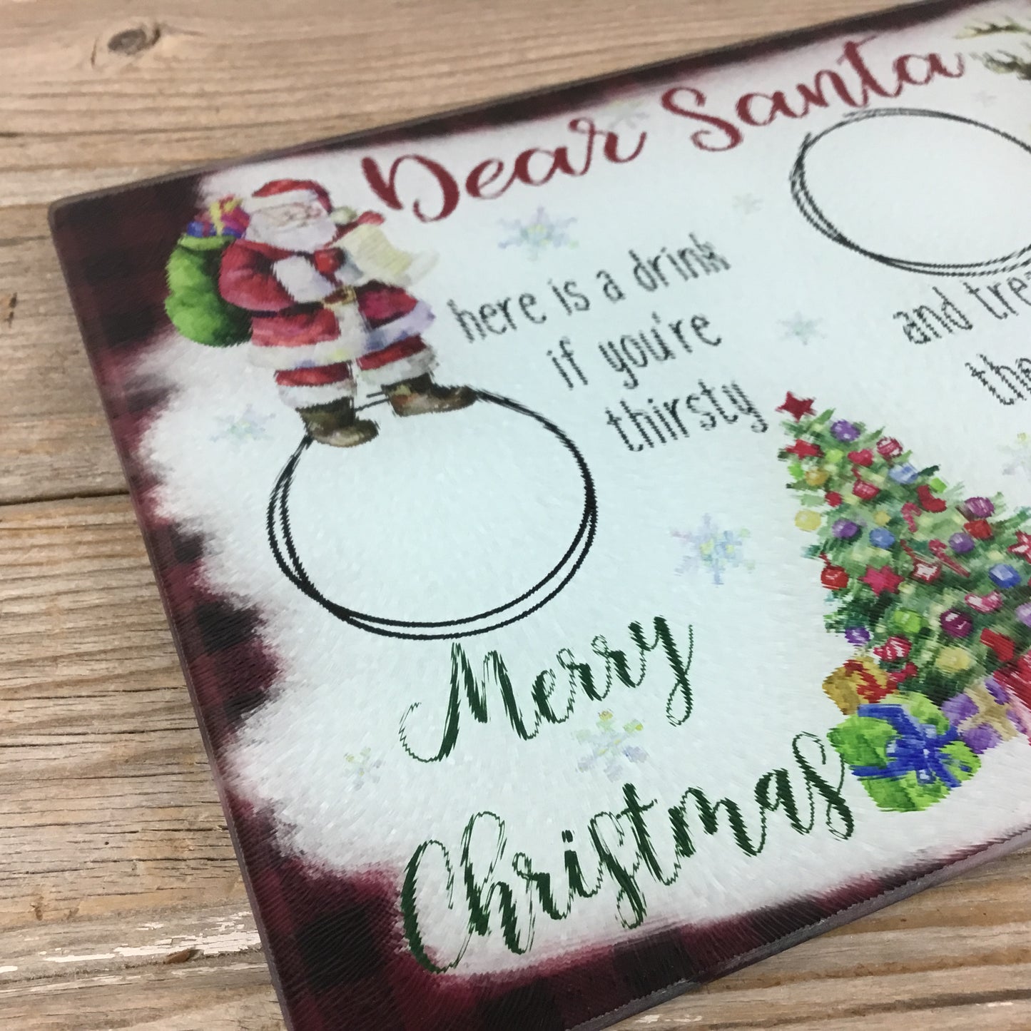 Santa Snack Christmas Glass Cutting Board