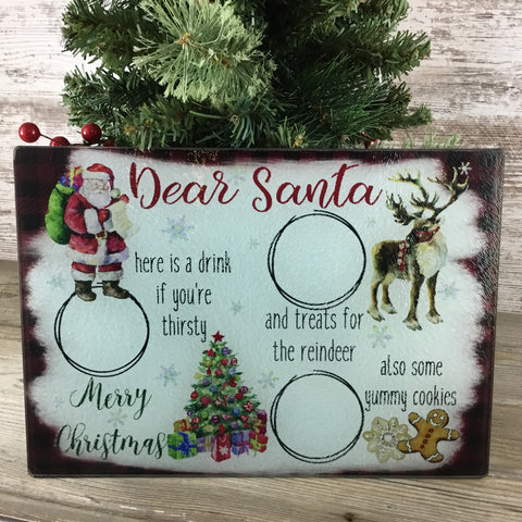 Santa Snack Christmas Glass Cutting Board