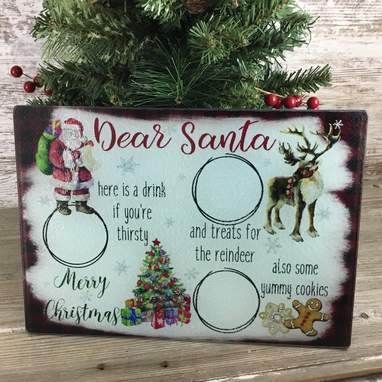 Santa Snack Christmas Glass Cutting Board