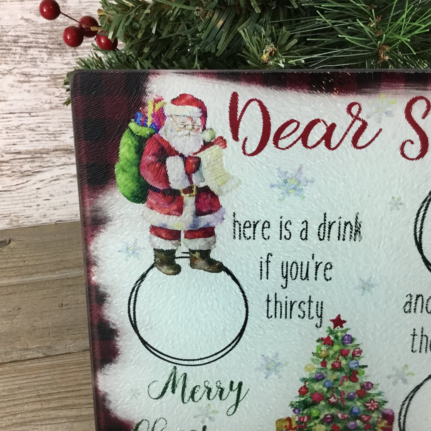 Santa Snack Christmas Glass Cutting Board