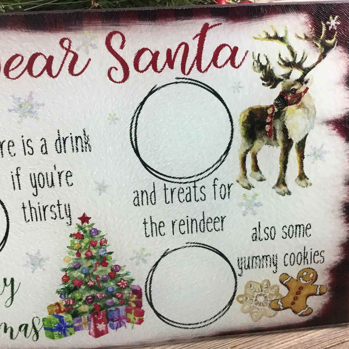 Santa Snack Christmas Glass Cutting Board