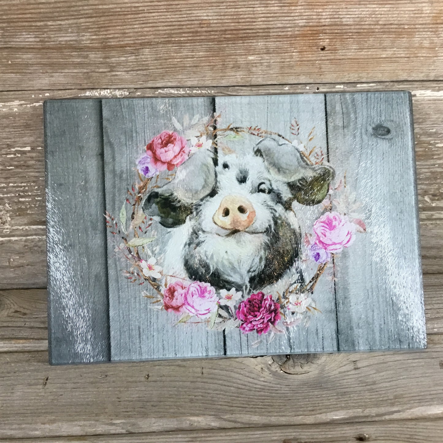 Pig Glass Cutting Board Gray