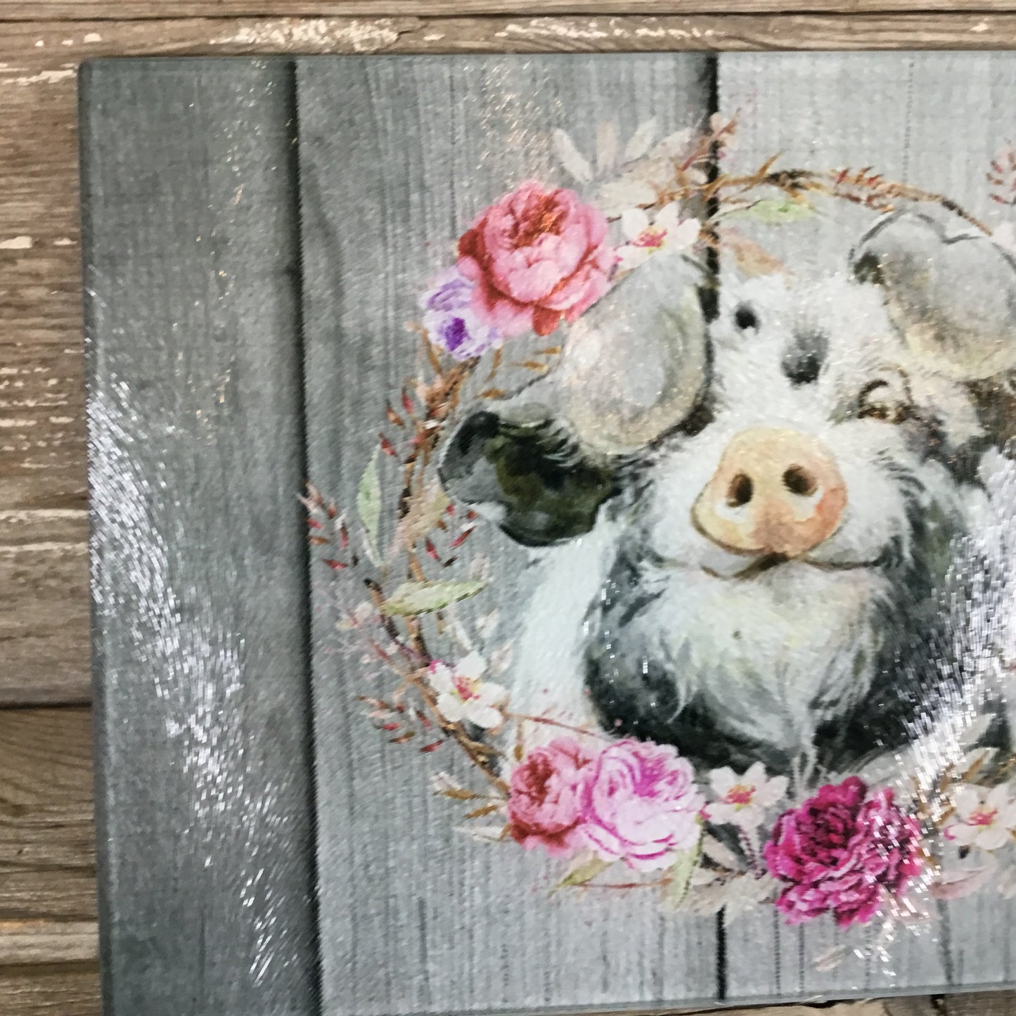 Pig Glass Cutting Board Gray