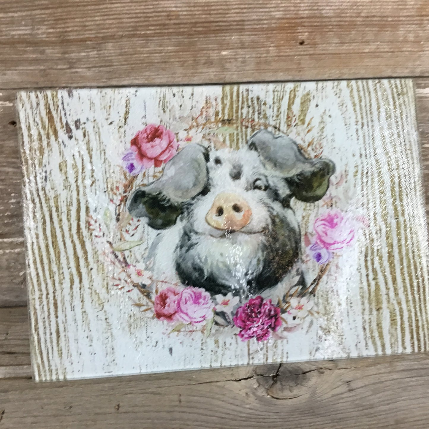 Pig Glass Cutting Board White