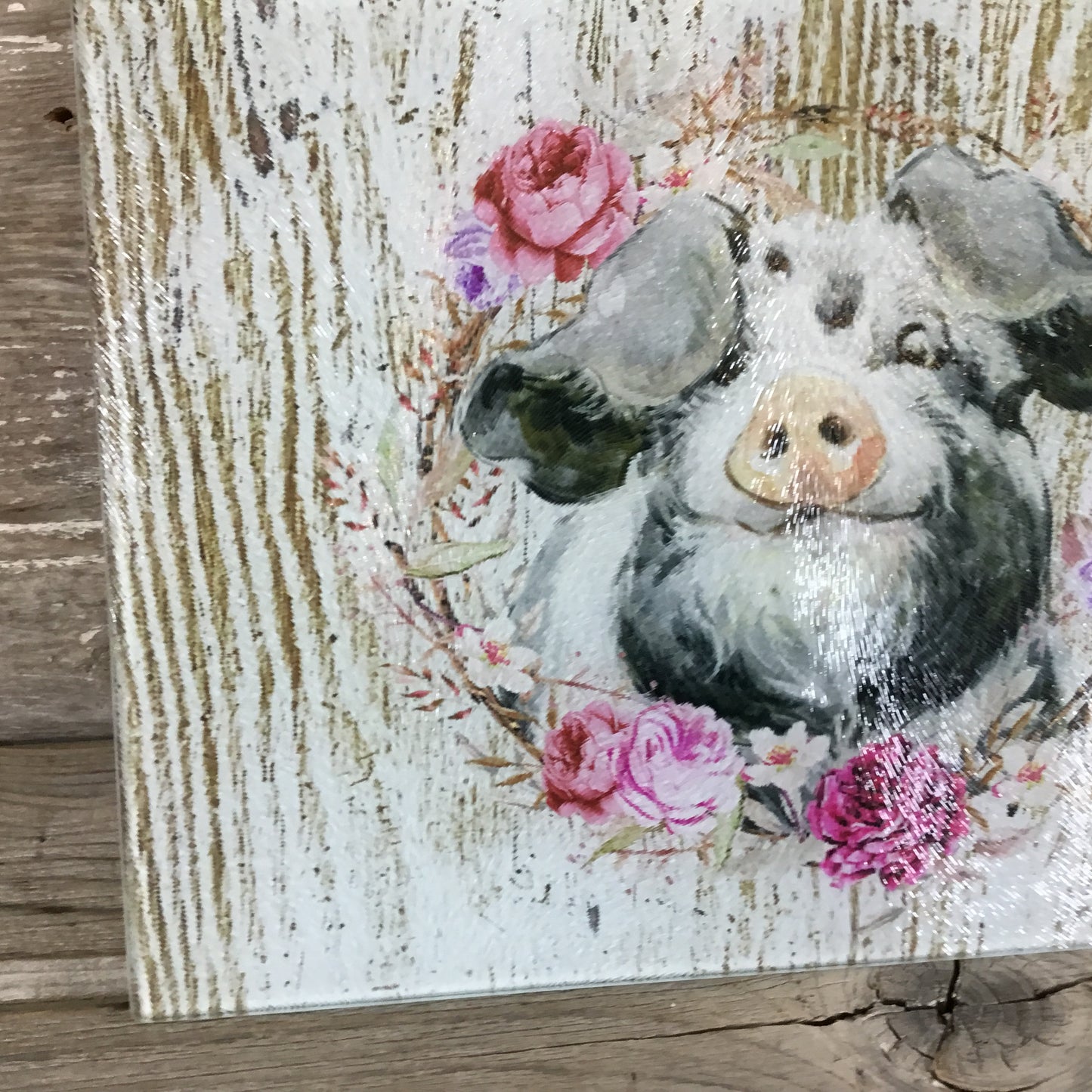 Pig Glass Cutting Board White