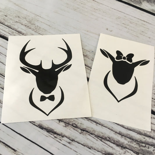 His & Hers Deer Head Vinyl Decals