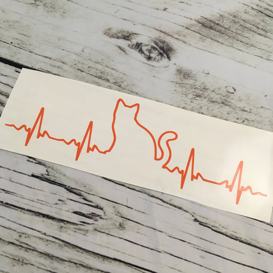 Cat Heartbeat Vinyl Decal