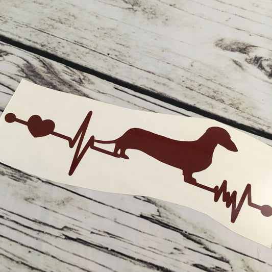 Dachshund Heartbeat Car Decal