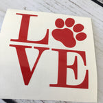 Love Dog Paw print Decal