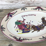 GEI Merry Christmas Santa Reindeer 13 3/4” Oval Serving Platter