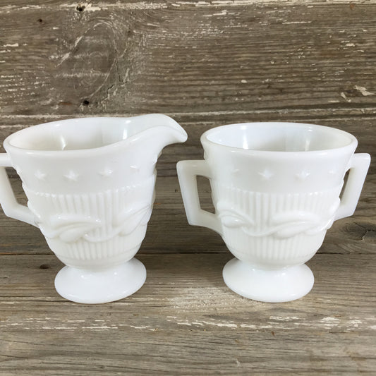 Milk Glass Cream and Sugar