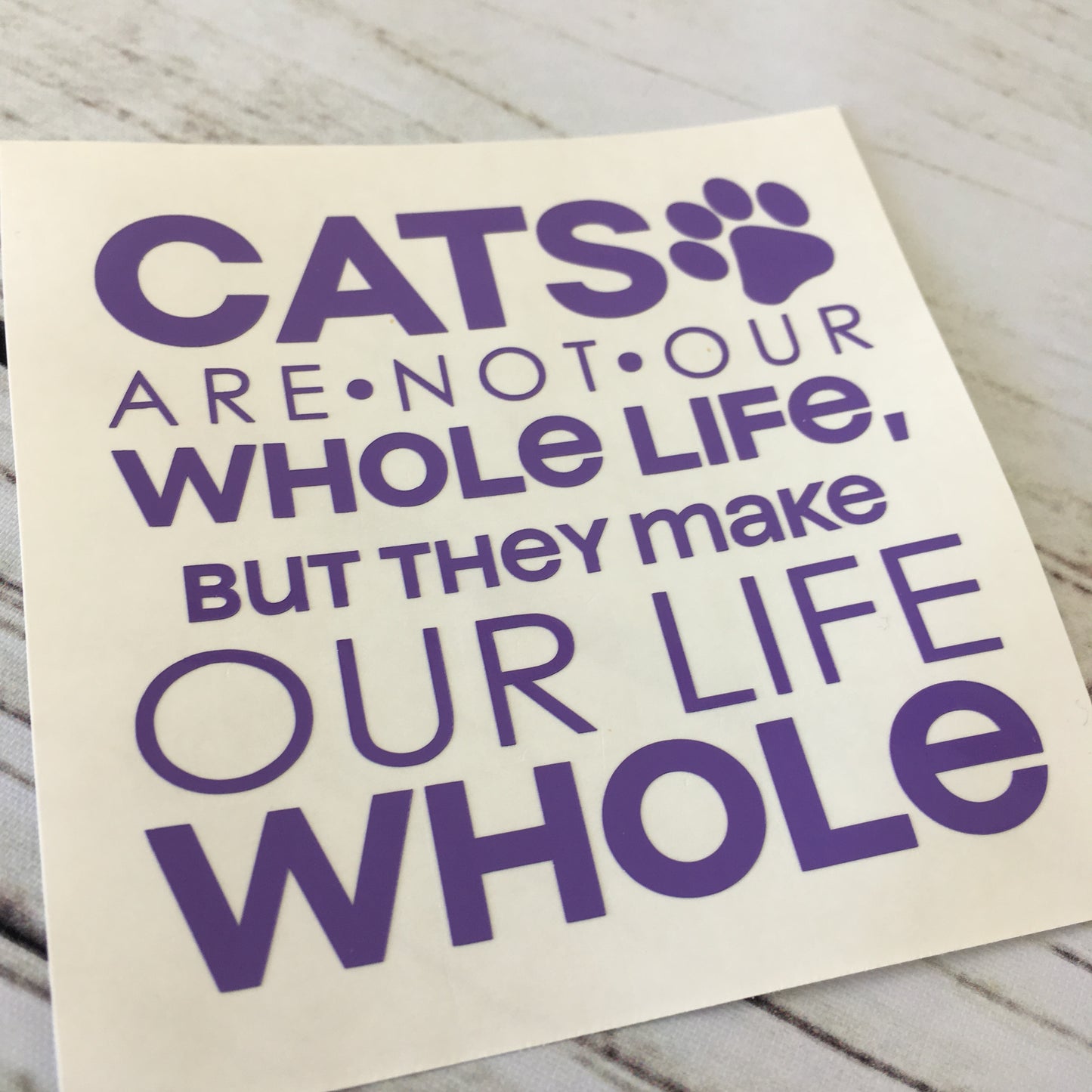 Cat's are not our Whole Life, but they Make our Life Whole Decal