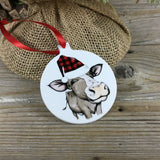 Funny Santa Cow Christmas Ornament Double Sided