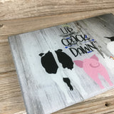 Up at the Crack of Dawn Farm Glass Cutting Board