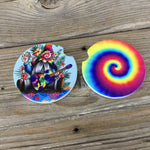 Hippie Gnome Tie Dye Car Coasters