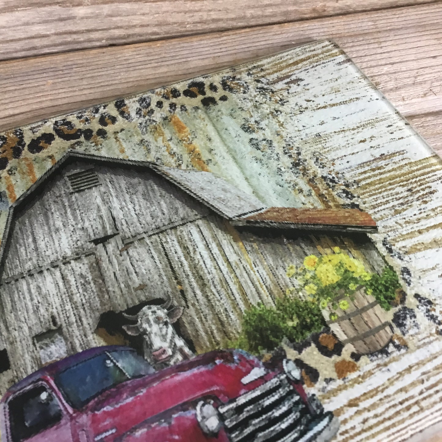 Rustic Farm Glass Cutting Board