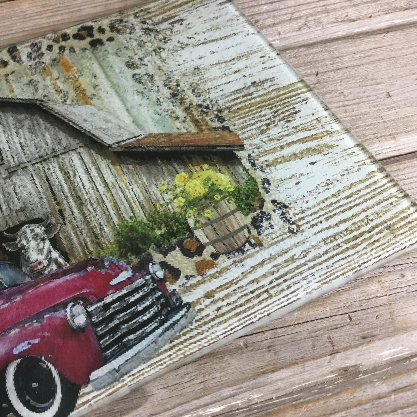 Rustic Farm Glass Cutting Board