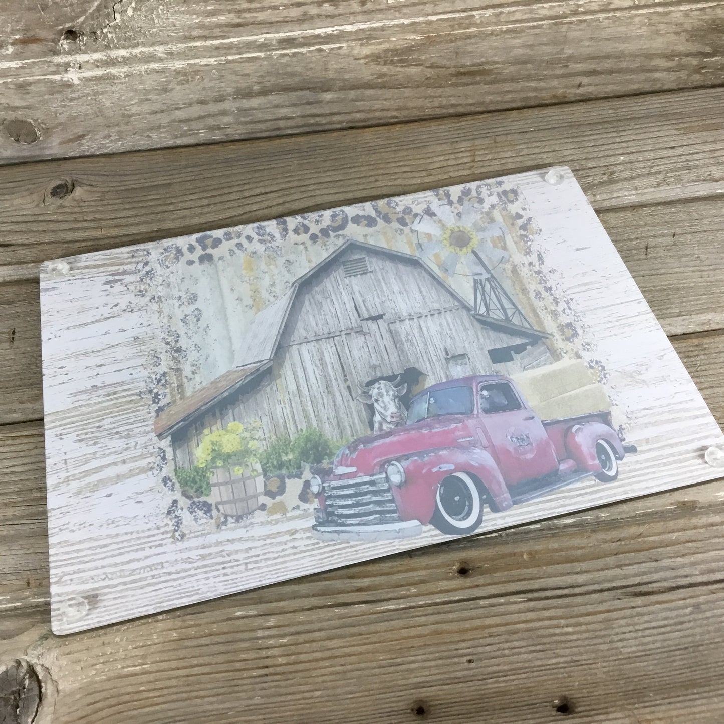 Rustic Farm Glass Cutting Board