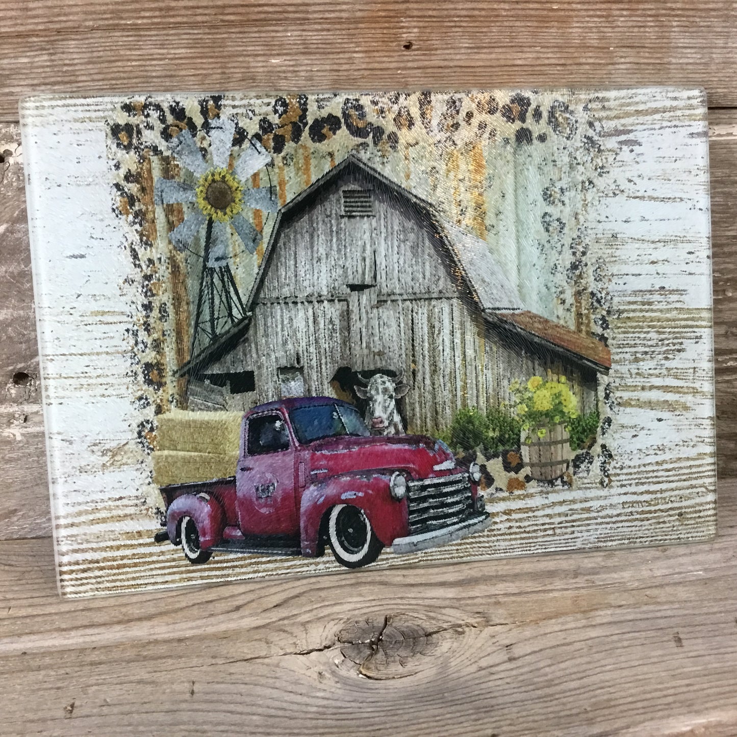 Rustic Farm Glass Cutting Board