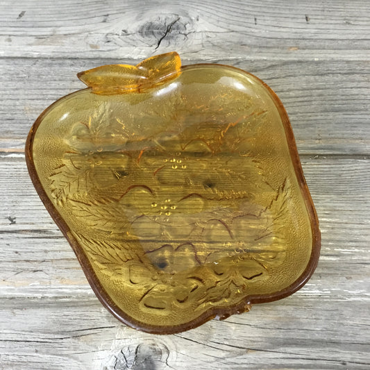 Vintage Hazel Atlas Amber Apple Glass Dish