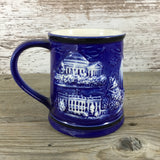Washington, DC Embossed Souvenir Cup Blue & White Stein 3D Design Made in Japan