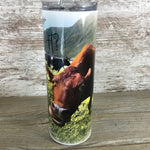 Moo You Looking At? Brown Cow 20 oz Skinny Tumbler with Straw & Lid