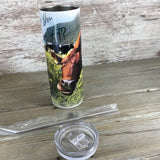 Moo You Looking At? Brown Cow 20 oz Skinny Tumbler with Straw & Lid
