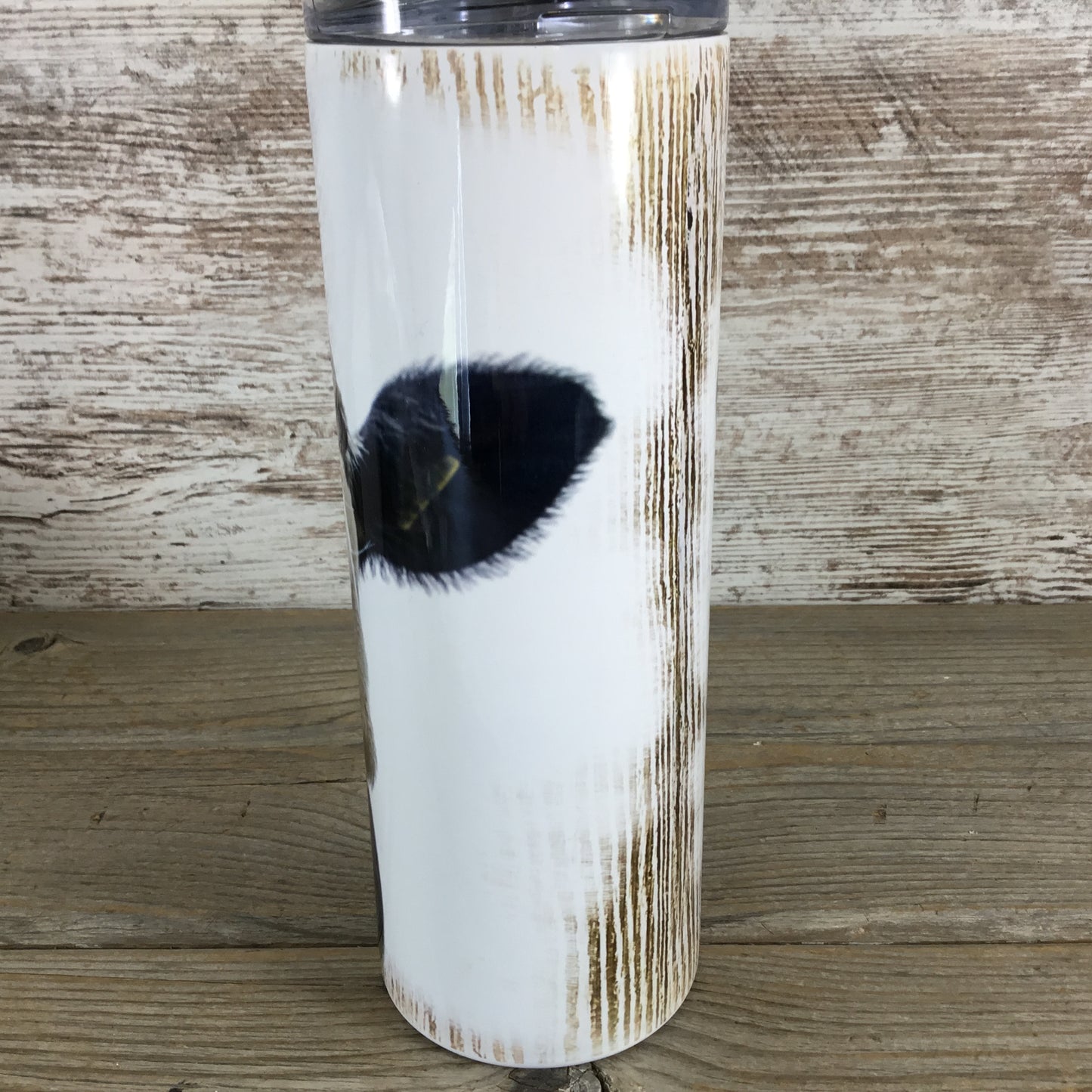 Moo You Looking At? Black and White Cow 20 oz Skinny Tumbler with Straw & Lid