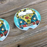Hippie Retro Bus Car Coasters, Set of 2
