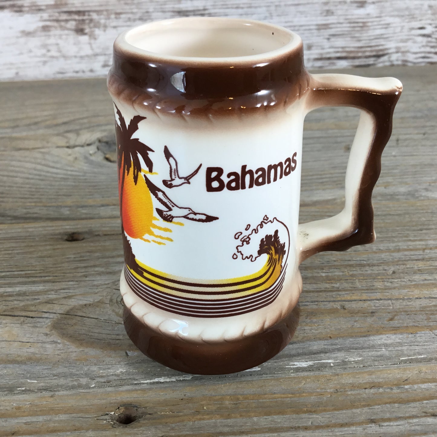 Vintage Bahamas Souvenir Beach Seagulls Mini Beer Stein