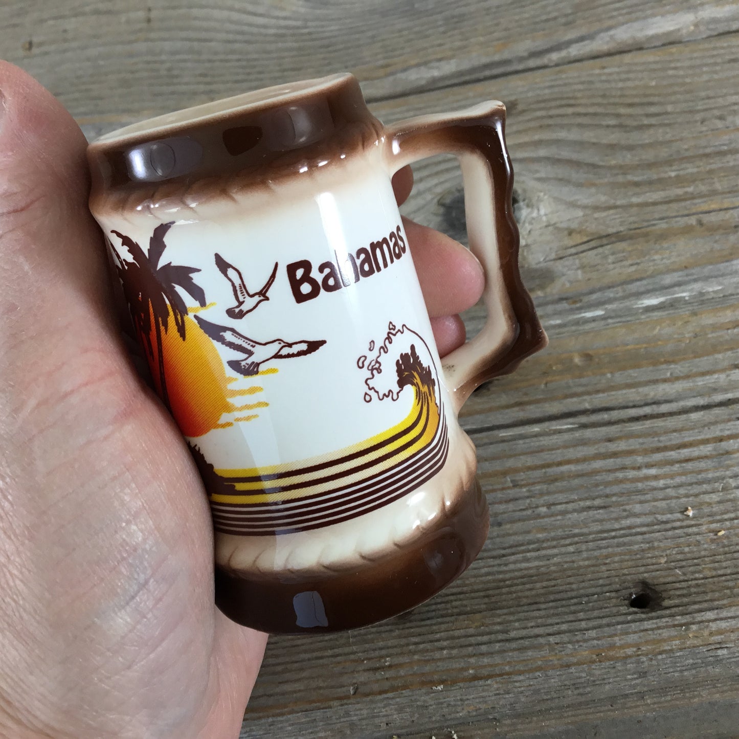 Vintage Bahamas Souvenir Beach Seagulls Mini Beer Stein