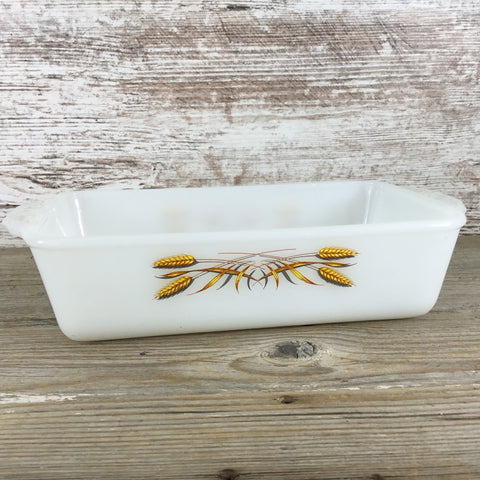 Fire King Wheat 1 Quart 409 Rectangle Loaf Pan Milk Glass Made in USA