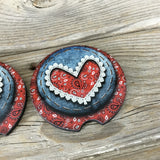 Heart Blue Jean Lace Car Coasters