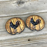 Patriotic Rustic Rooster Car Coasters