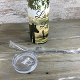 Living Life Black and White Holstein Cow 20 oz Skinny Tumbler with Straw & Lid