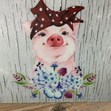 OOPS - Blue Flowers Bandana Pig Glass Cutting Board