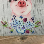 OOPS - Blue Flowers Bandana Pig Glass Cutting Board