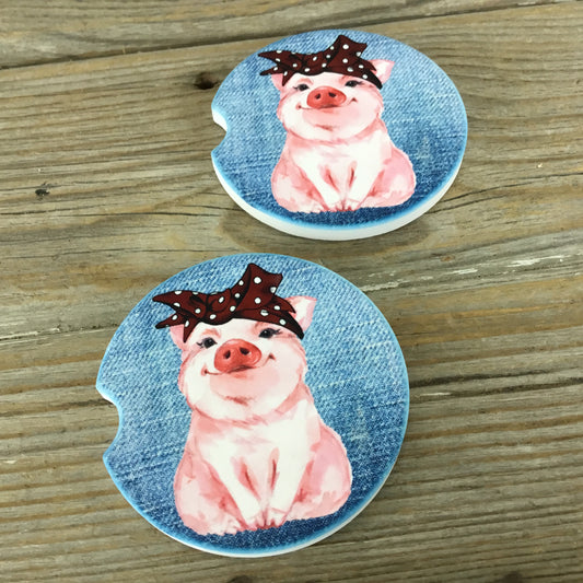 Bandana Pig Car Coasters