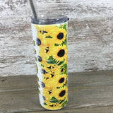 Sunflower Personalized Name 20 oz Skinny Tumbler with Lid and Straw
