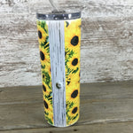 Sunflower Personalized Name 20 oz Skinny Tumbler with Lid and Straw