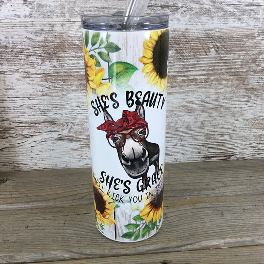 Bandana Donkey She's Beauty She's Grace 20 oz Skinny Tumbler